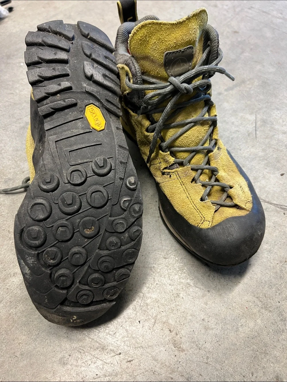 La Sportiva Men's Yellow and Black Suede Hiking Boots size 10